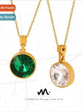 Vintage round color clashing metal large glass stone materia