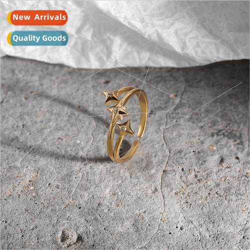 Ring female ins nd 925 silver star vintage zirconia opening