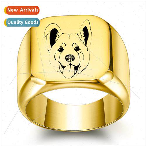 mple Puppy Animal Dog 18MM Tanium Steel Ring Vintage Square