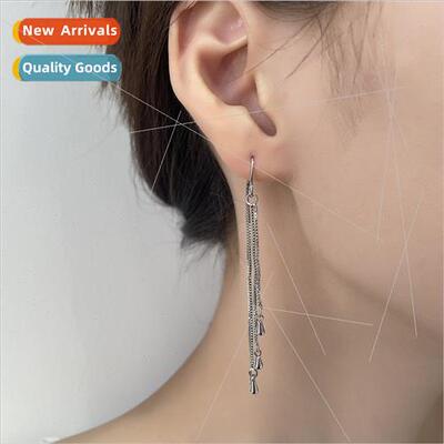 Water drop tassel ear wire anti-loss chic Korea chain long e