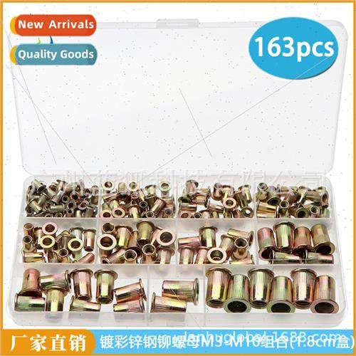 163pcs boxed color zinc plated vertical knurled rivet nut M3