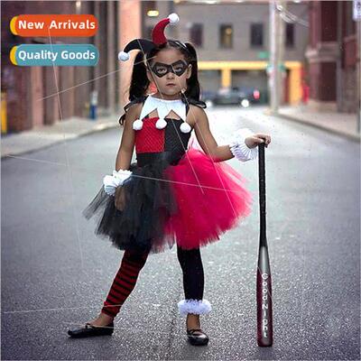 Halloween girls dresses children wch clown girl princess dre