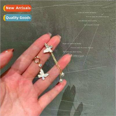 Asymmetrical sweet butterfly earrings female 2022 new tide e