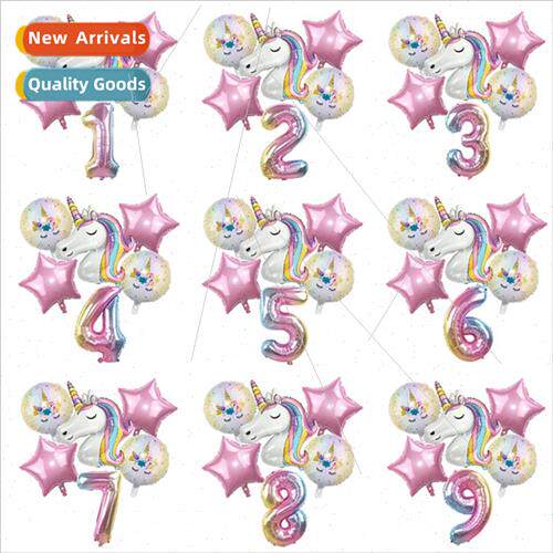 Unicorn Number Balloon Rainbow Unicorn Aluminum Balloon Birt