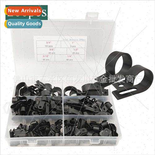 200pcs Black Plastic Nylon R Wire Clip U-type R-type Wire Ma