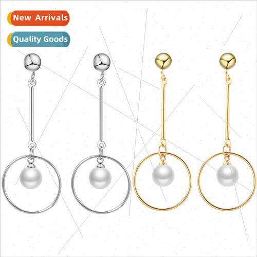 Koreains Mori female simple pearl long 304 earrings sweet pr