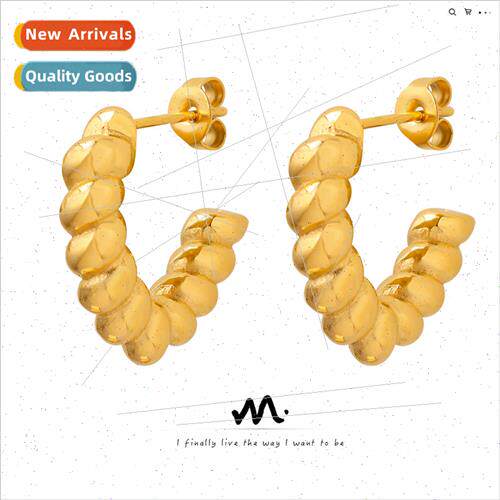 Gold-plated tanium steel ear jewelry fashion threaded V-shap