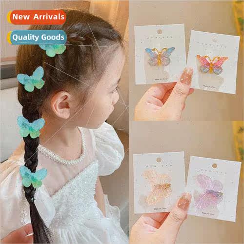 Gradient color bow hair clips female children cute side bang