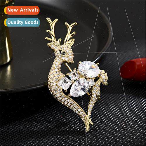 New super flash zirconia deer brooch upscale female niche ne