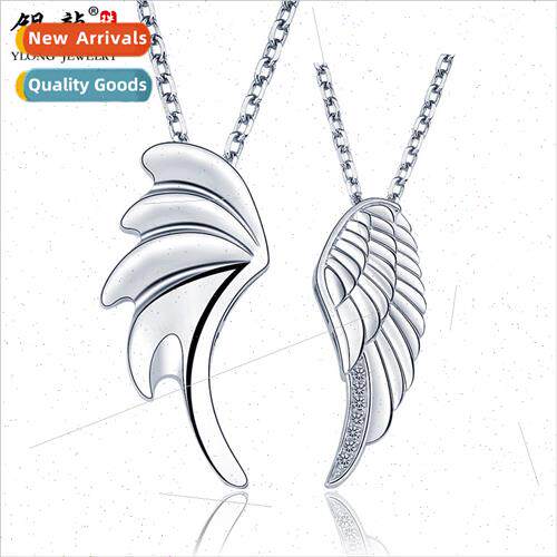s925 silver angel wings couple pair collarbone necklace neck