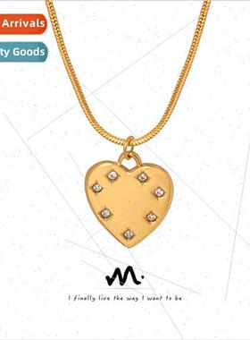 Europe new niche heart-shaped diamond-set tanium steel penda