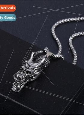 Vintage ethnic metal pendant creative dragon totem necklace