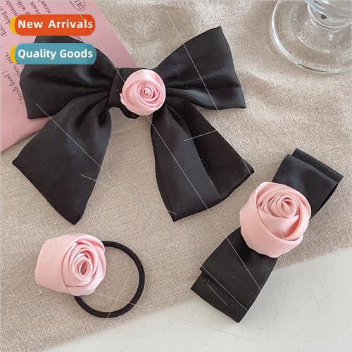 Japan girly bow headdress premium hair clips pink flowers ro