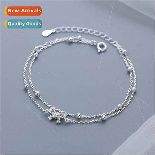 Fashion simple double layered stacking bow bracelet female n