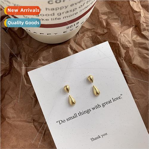 Koreasimple compact glossy water drop earrings female a two