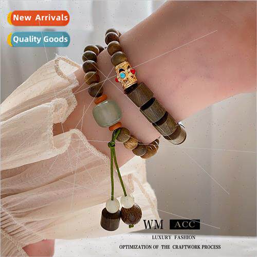 Sandalwood jade bead splicing double elastic bracelet wild s