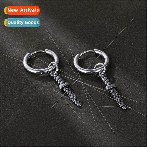 Tanium steel earrings new Europe ear buckle earrings dagger