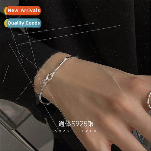 S925 silver simple e branch bracelet cold wind ins fashion e