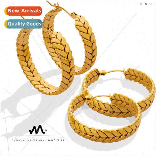 Europe retro elegant wheat earrings tanium steel gold-plated