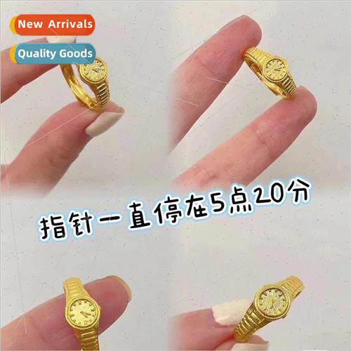 520 hour ring couple pair small gold watch open finger ring