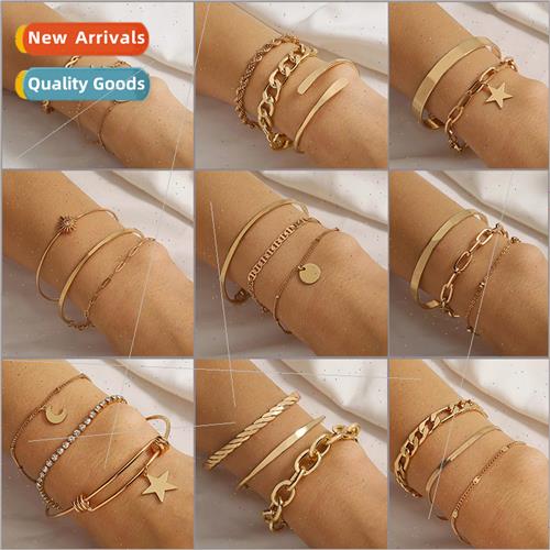 Hip Hop Chunky Chain Bracelet Gold Minimalist Geometric Mult