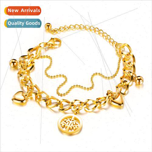 Europe Multi-Layer Love Heart Bracelet Stainless Steel Hollo