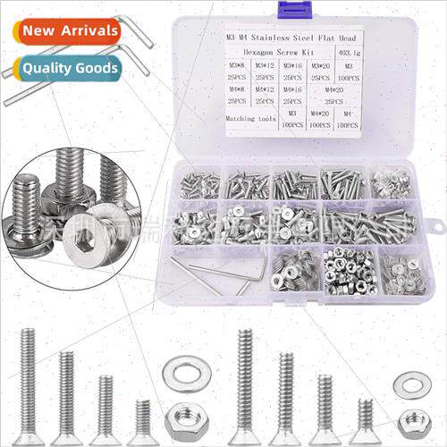 600pcs 304 flat head hexagon socket set screws set countersu