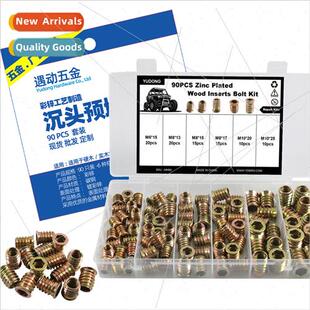 90pcs pack 6 sizes color zinc pre-embedded nut furnure embed