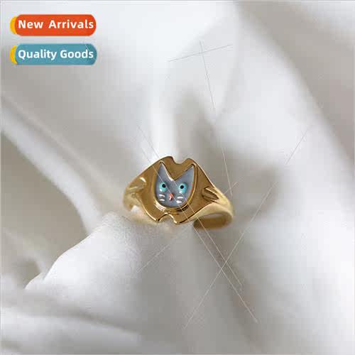 Cat ring female ins niche retro cute animal creative cat ope