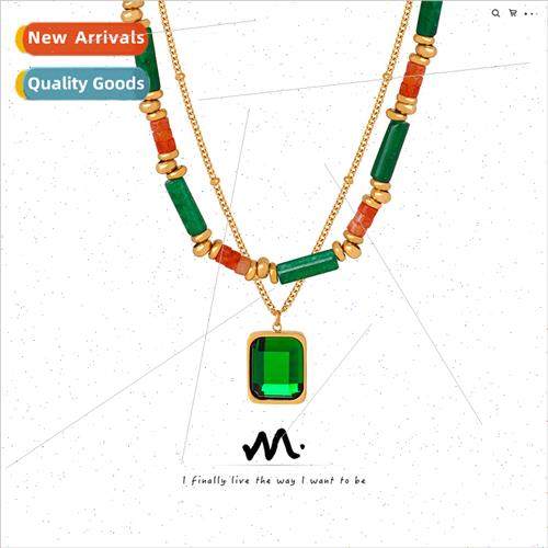 Europe new retro fashion natural stone handmade beaded doubl