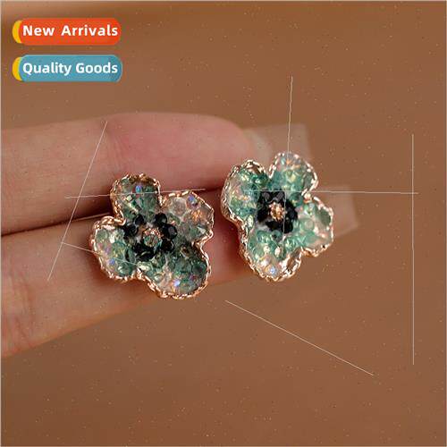 New French vintage crystal flower earrings niche earrings se