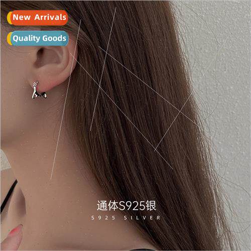 S925 silver cat earrings earrings buckle female niche simple