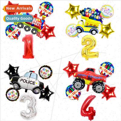 Train Police Car Pickup Truck 32 inch Number Balloon Package