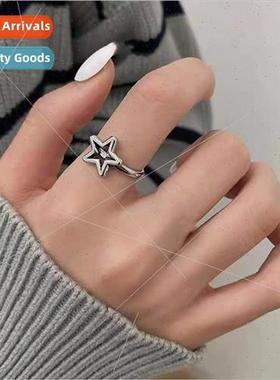 mple pentagram ring female niche hundred wh stars open finge