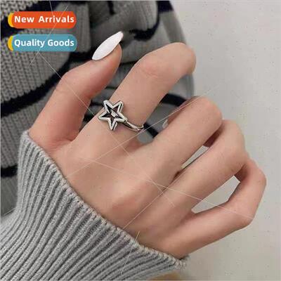 mple pentagram ring female niche hundred wh stars open finge