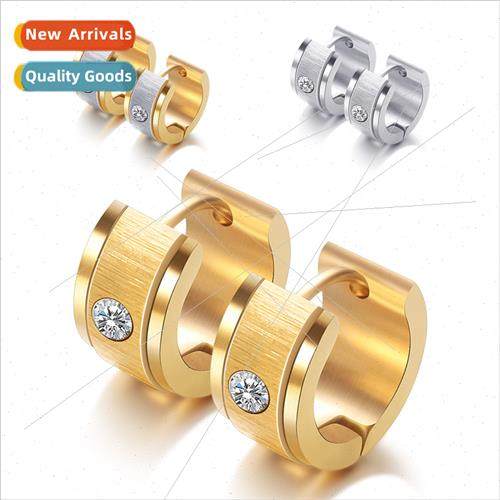 Europe new tanium steel earrings stainless steel brushed wh