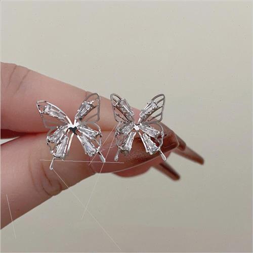 Spirual openwork butterfly earrings female ins small fairy g