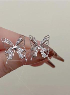 Spirual openwork butterfly earrings female ins small fairy g