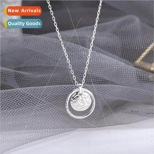 S925 silver necklace female Korea circle crater pendant neck
