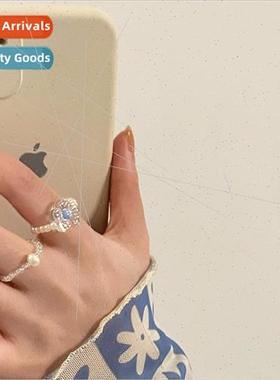 clear pearl flower set ring female ins tide fashion index fi