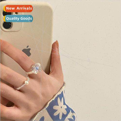 clear pearl flower set ring female ins tide fashion index fi