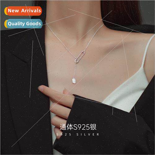 S925 silver square sign necklace female ins tide cold wind s