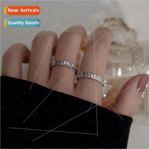 Geometric hollow round open ring cold wind Korea retro old c