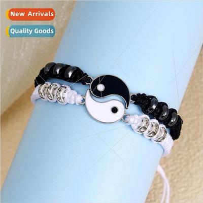 Ethnic black whe taiji diamond inlaid diamond beads hand-wov