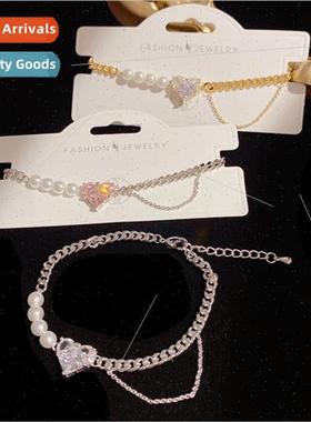 Korea fashion pearl chain love bracelet female delicate hund