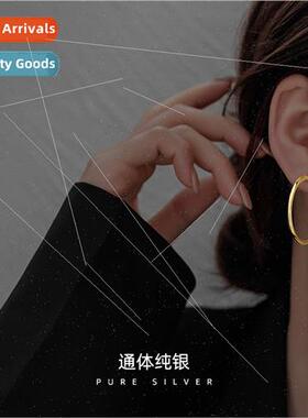 925 silver circle earrings 2023 new ins tide atmosphere earr