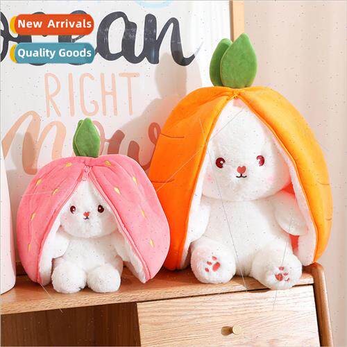 Fru strawberry rabb plush doll doll children transming rabb