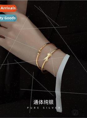 S925 silver bow bracelet Japan simple bracelet cute girl jk