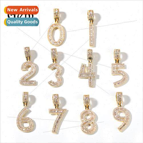 Hip Hop Gold Plated T-Square Zirconia Number Symbol Pendant