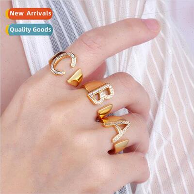 Europe new 26 English letters ring female fashion simple ope
